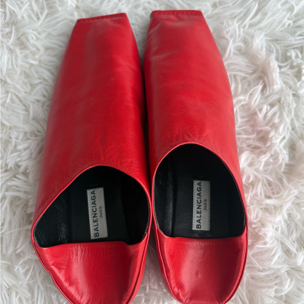 Balenciaga Leather Square Toe Mules – collapsible-heel  – NWOT – Size 36